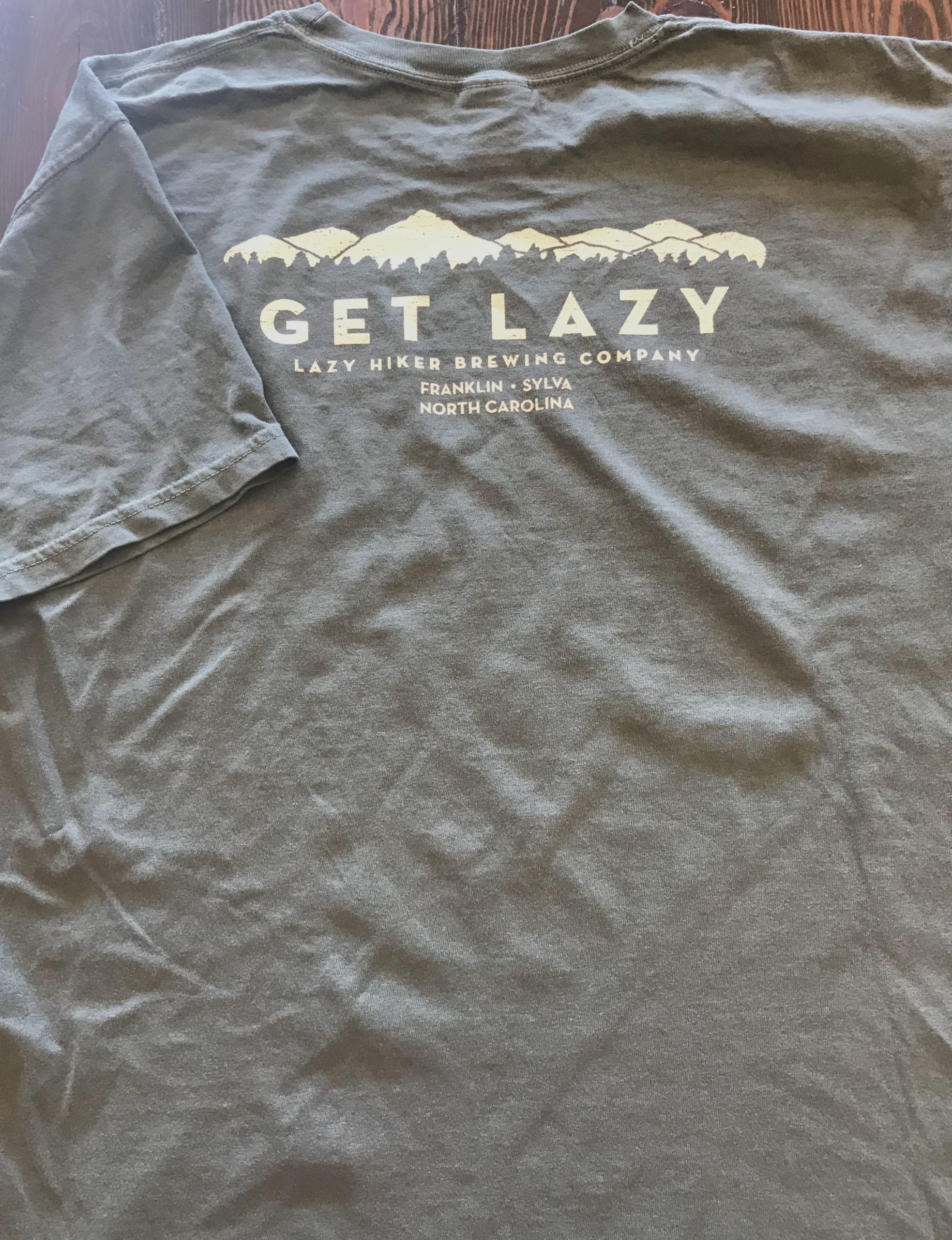 SHIRTS: SS Get Lazy Back Green – CC – Lazy Hiker Brewing
