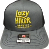 HATS: 112- Charcoal/Black Yellow Lazy Hiker Font