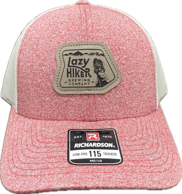 HATS: 115- Heather Red/Birch - Faux Leather Patch